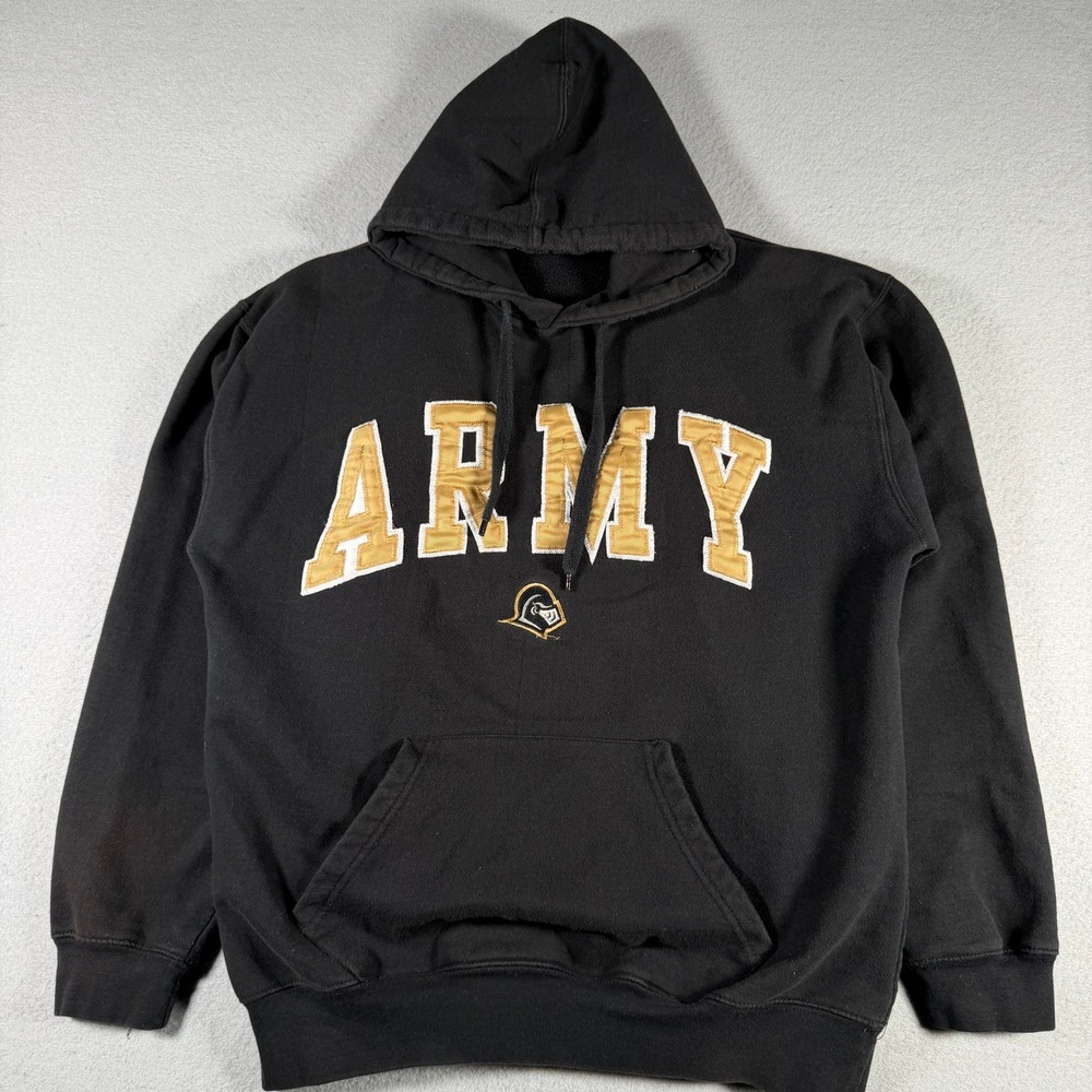 Old Varsity Brand Army West Point Black Knights Hoodie Black Mens RN 94051